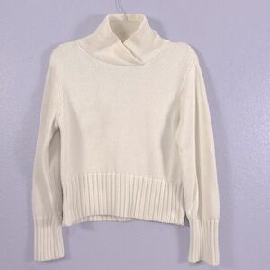 American Knitworks shawl collar ivory  cotton sweater, size lar…